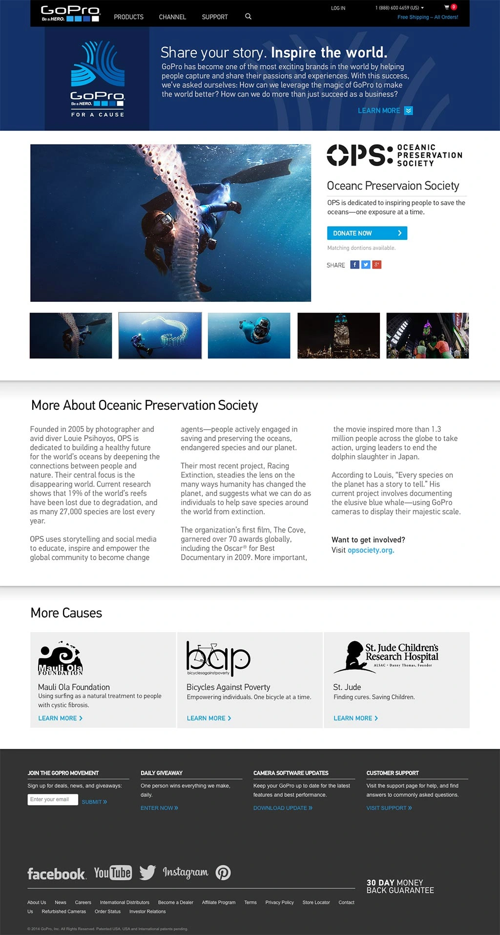 Oceanic Preservation Society partner page, shown in full.