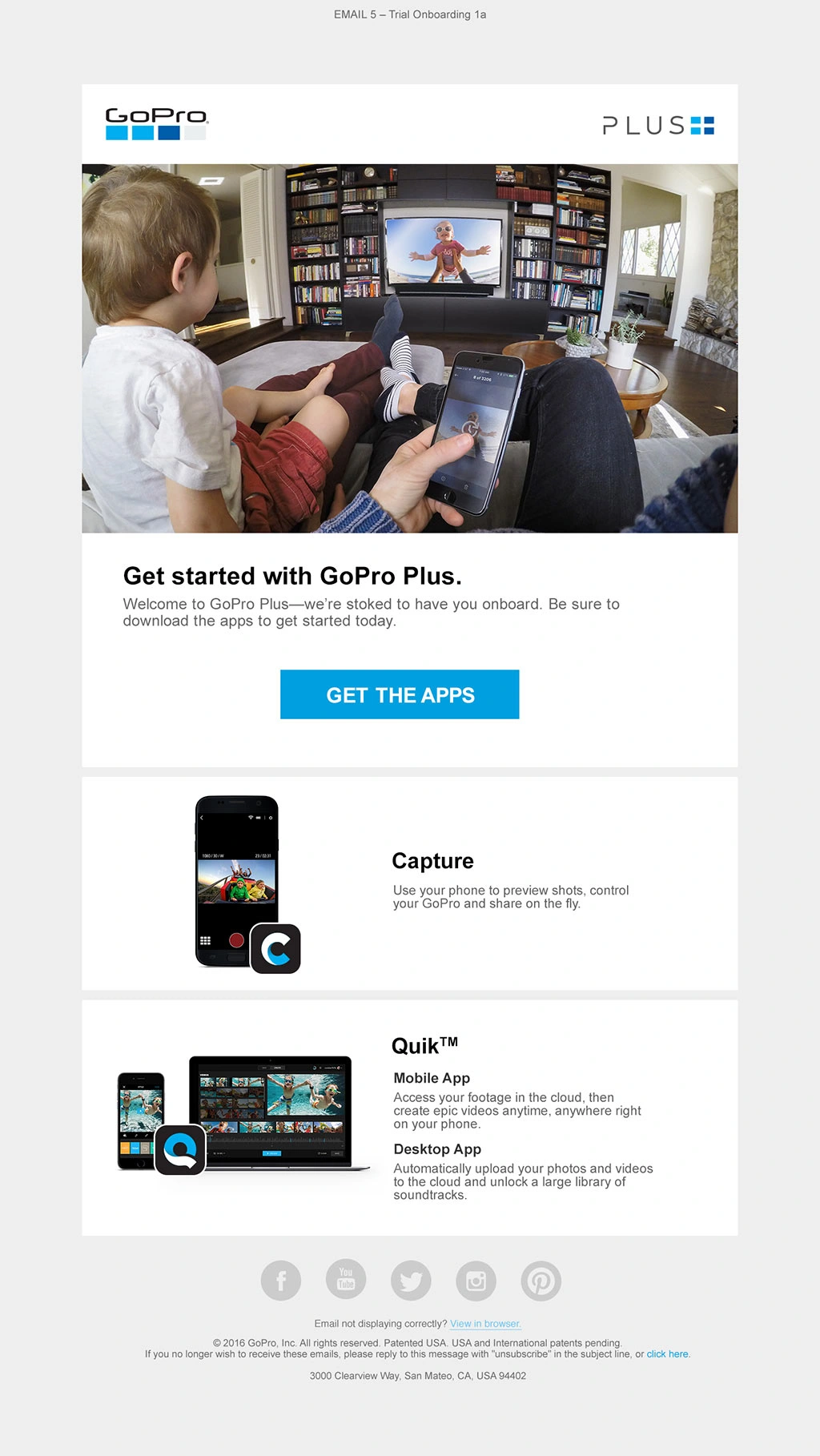 GoPro Plus lifecycle email 3, shown in full.