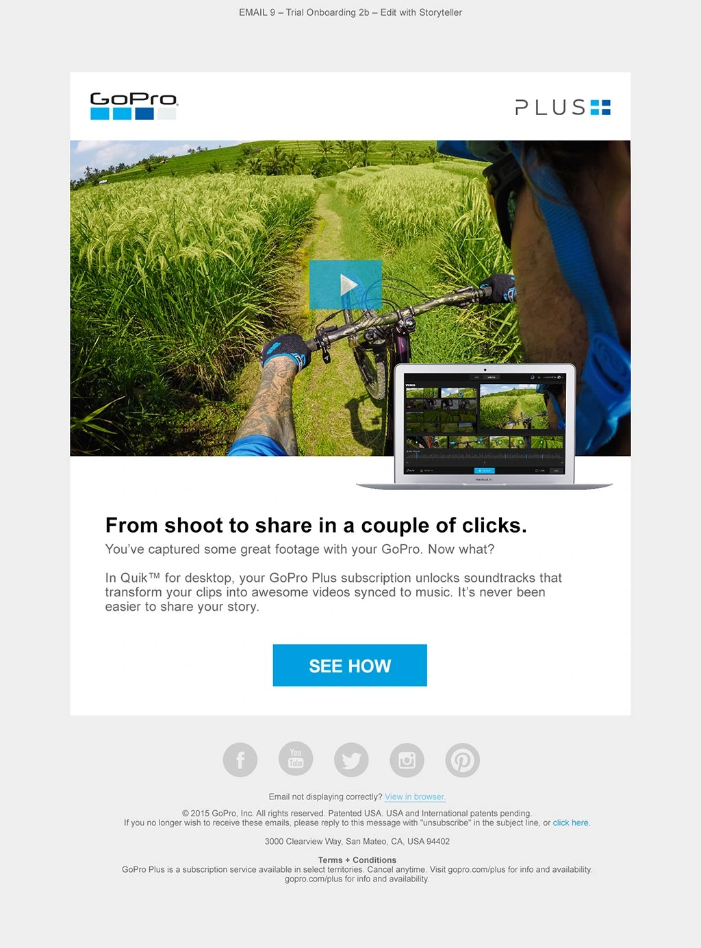 GoPro Plus lifecycle email 6, shown in full.