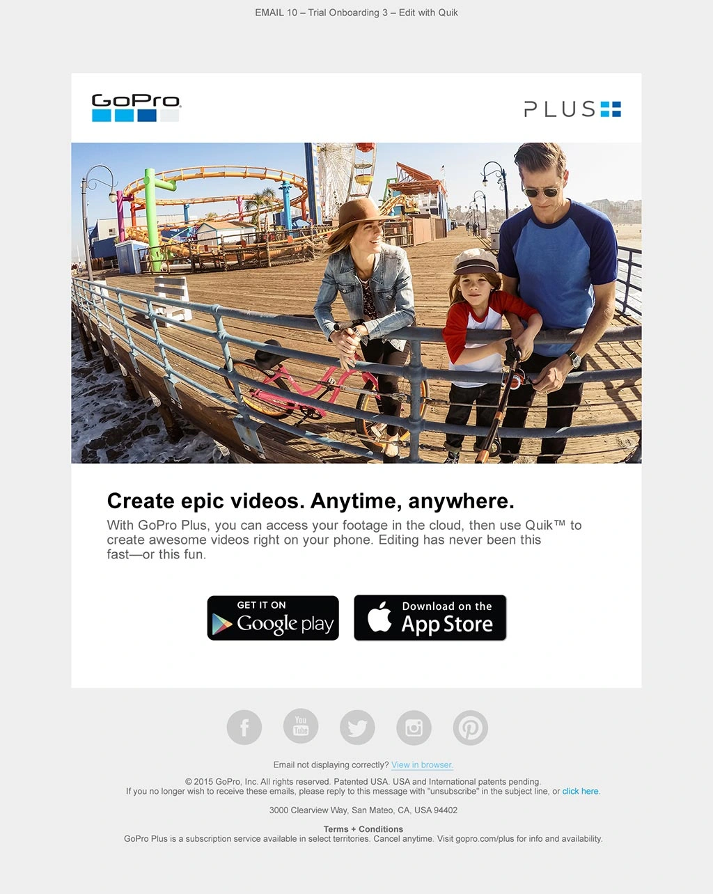 GoPro Plus lifecycle email 7, shown in full.