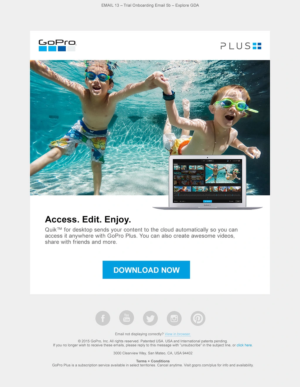 GoPro Plus lifecycle email 10, shown in full.