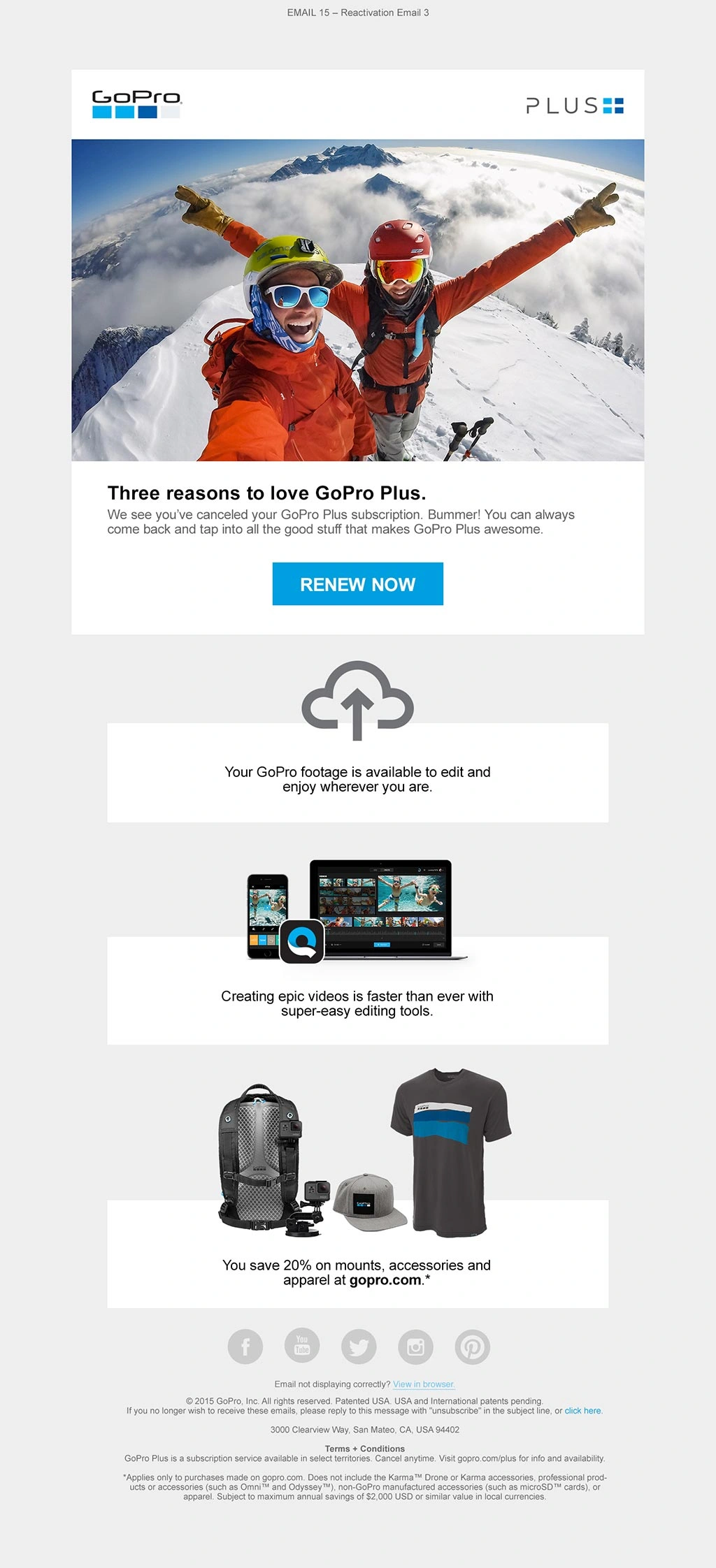 GoPro Plus lifecycle email 12, shown in full.