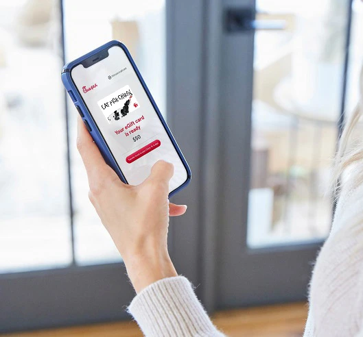 Digital gift card shown on a phone