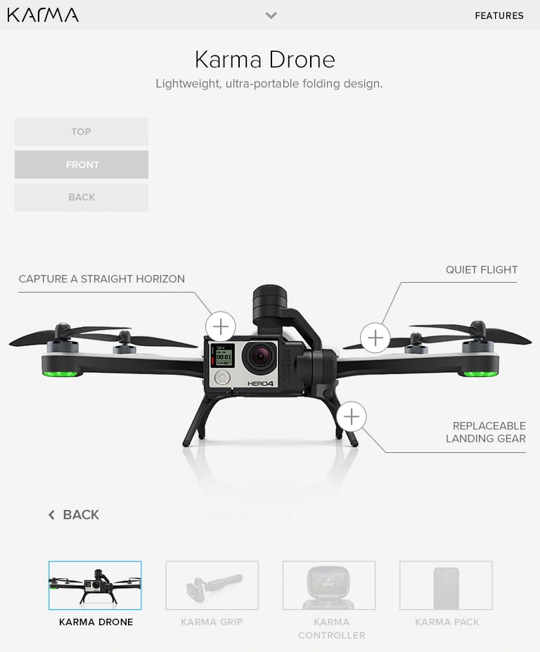 Karma tablet screen: front view