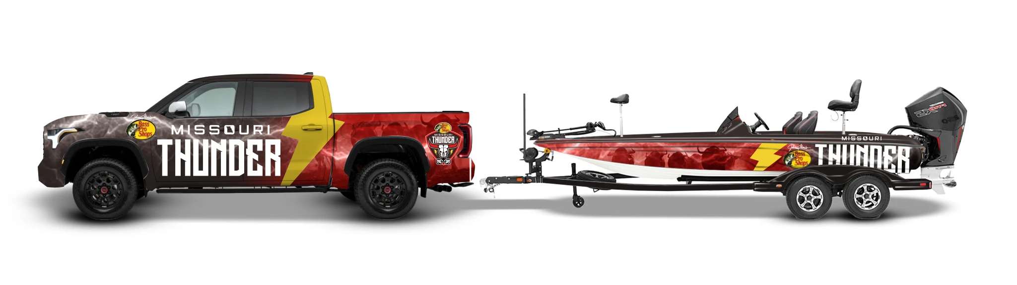 Missouri Thunder truck and boat wrap design rendering.