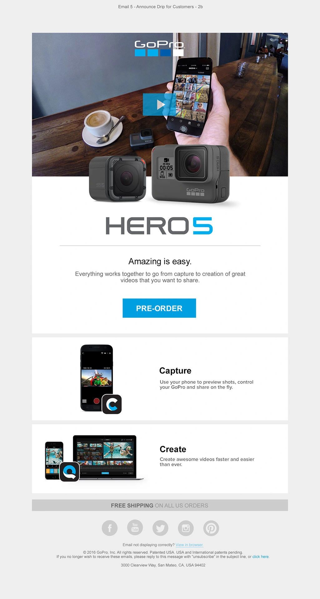 HERO5 launch email 5, shown in full.
