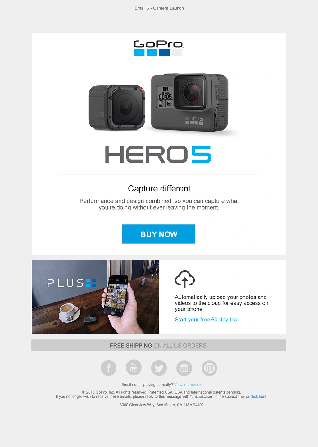 HERO5 launch email 6, shown in full.
