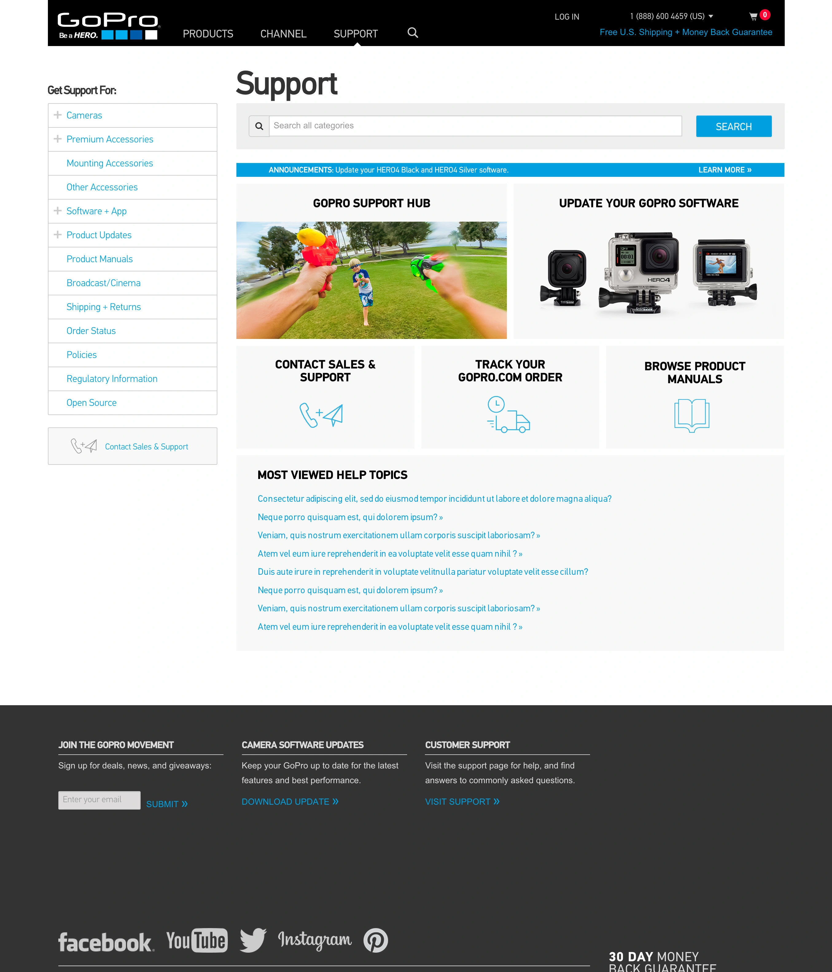 Support page