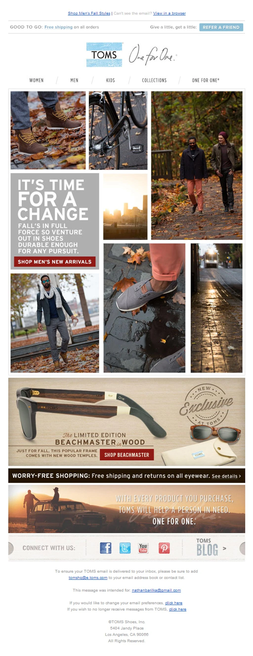 Seasonal email with a lifestyle collage and new footwear arrivals