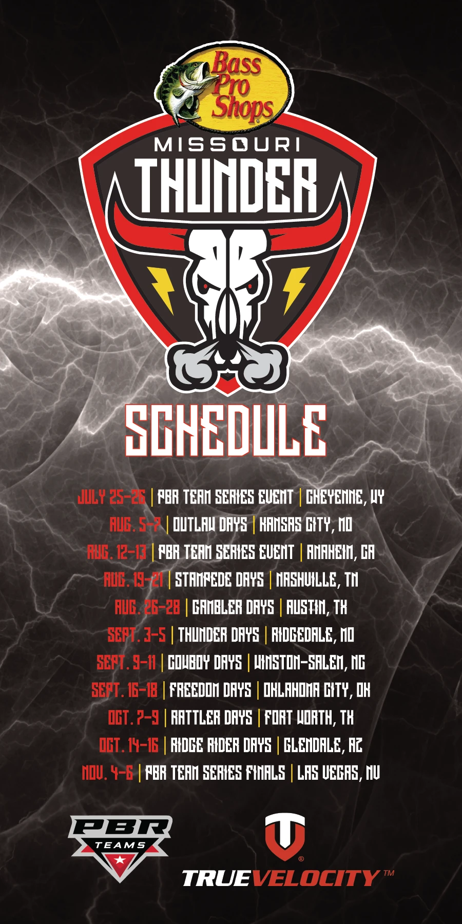 Vertical Missouri Thunder schedule graphic.