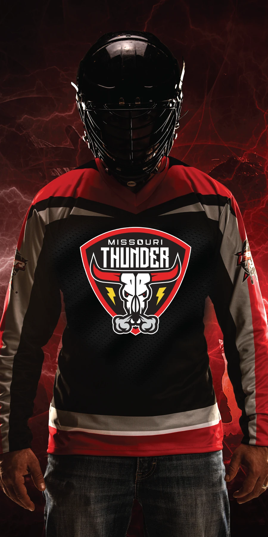 Missouri Thunder jersey graphic with a helmeted rider.